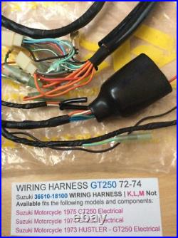 Suzuki Gt250 K. L. M 73-75 Nos Full Wiring Harness / Loom New Pt No 36610-18100 Suzuki Gt250 K. L. M 73-75 Nos Full Wiring Harness / Loom New Pt No 36610-18100