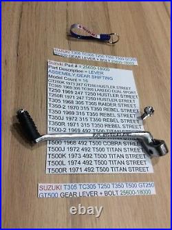 Suzuki Gt250 T250 T350 T305 Tc305 T500 Gt500 Nos Gear Lever 25600-18001 + Bolt