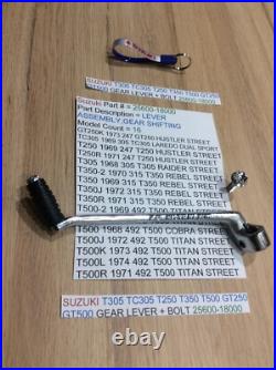 Suzuki Gt250 T250 T350 T305 Tc305 T500 Gt500 Nos Gear Lever 25600-18001 + Bolt