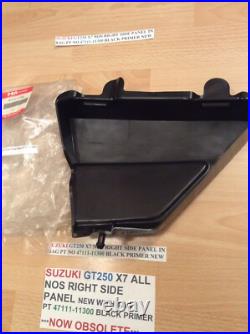 Suzuki Gt250 X7 Nos Right Side Panel In Bag Pt No 47111-11300 Black Primer New