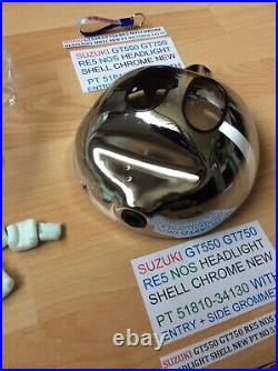 Suzuki Gt550 Gt750 Re5 Nos Chrome Headlight Shell New Pt 51810-34130 Obsolete