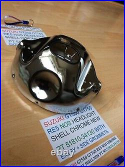 Suzuki Gt550 Gt750 Re5 Nos Chrome Headlight Shell New Pt 51810-34130 Obsolete