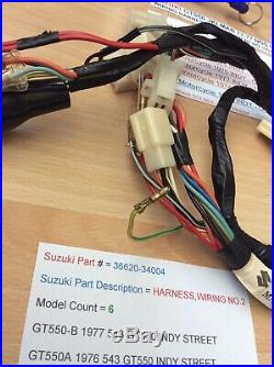 Suzuki Gt550 Jklmab 72-77 Nos No2 Wiring Harness / Loom New Pt No 36620-34004