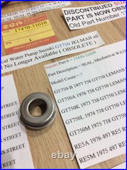 Suzuki Gt750 72-77 Jklmab Re5 M + A Nos Water Pump Mechanical Seal 17470-31010