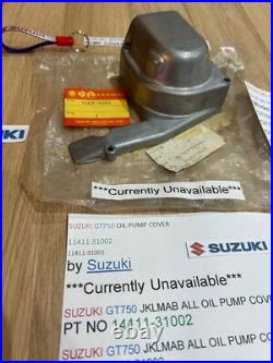 Suzuki Gt750 J. K. L. M. A. B 72-77 Nos Oil Pump Cover Pt No 11411-31001 With Tag New