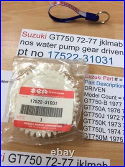 Suzuki Gt750 J. K. L. M. A. B 72-77 Nos Water Pump Gear Pt No 17522-31031 With Tag
