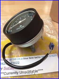 Suzuki Gt750 L. M. A 74-76 Nos Tachometer Blue Face In Bag Pt No 34201-31623 New