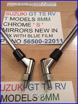 Suzuki Gt Ts Rv T Models Nos' S' Logo Mirrors New Pt 56500-22011 8mm Thread