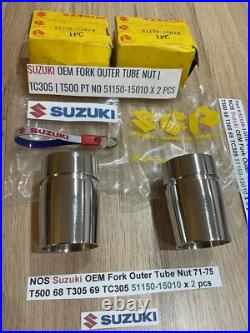 Suzuki NOS Fork Outer Tube Nut 71-75 T500 68 T305 69 TC305 51150-15010 x 2 pcs