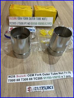 Suzuki NOS Fork Outer Tube Nut 71-75 T500 68 T305 69 TC305 51150-15010 x 2 pcs