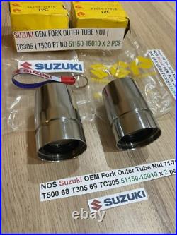 Suzuki NOS Fork Outer Tube Nut 71-75 T500 68 T305 69 TC305 51150-15010 x 2 pcs