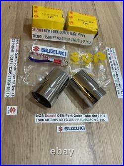 Suzuki NOS Fork Outer Tube Nut 71-75 T500 68 T305 69 TC305 51150-15010 x 2 pcs
