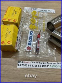 Suzuki NOS Fork Outer Tube Nut 71-75 T500 68 T305 69 TC305 51150-15010 x 2 pcs