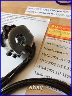 Suzuki Nos T250 T350 T500 Gt250 Gt500 Left Side Handle Switch 57700-28701 Suzuki Nos T250 T350 T500 Gt250 Gt500 Left Side Handle Switch 57700-28701