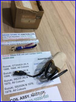 Suzuki SB200 GT200 X5 NOS IGNITION COIL SET NIPPON DENSO BOX PT 33410-10200 NEW Suzuki SB200 GT200 X5 NOS IGNITION COIL SET NIPPON DENSO BOX PT 33410-10200 NEW