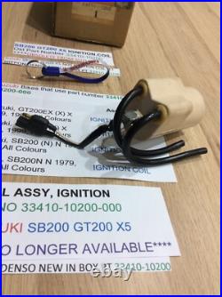 Suzuki SB200 GT200 X5 NOS IGNITION COIL SET NIPPON DENSO BOX PT 33410-10200 NEW Suzuki SB200 GT200 X5 NOS IGNITION COIL SET NIPPON DENSO BOX PT 33410-10200 NEW