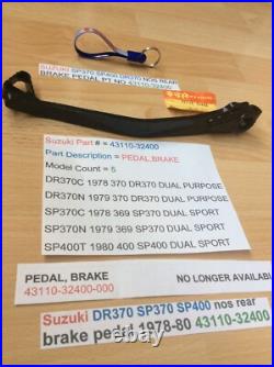 Suzuki Sp370 Sp400 Dr370 Nos Rear Brake Pedal Pt No 43110-32400 With Parts Tag