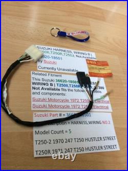 Suzuki T250 T350 Nos Rear Tail Light Harness Loom Pt No 36620-18501 New Perfect