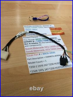 Suzuki T250 T350 Nos Rear Tail Light Harness Loom Pt No 36620-18501 New Perfect