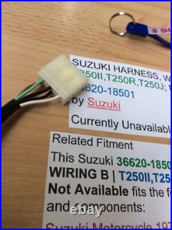 Suzuki T250 T350 Nos Rear Tail Light Harness Loom Pt No 36620-18501 New Perfect Suzuki T250 T350 Nos Rear Tail Light Harness Loom Pt No 36620-18501 New Perfect