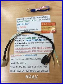 Suzuki T250 T350 Nos Rear Tail Light Harness Loom Pt No 36620-18501 New Perfect