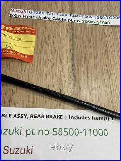 Suzuki T250 Tc250 T20 T305 Tc305 T350 Gt250 Nos Rear Brake Cable Pt 58500-11000