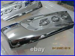 Suzuki T500J Chrome Sidecover Emblems, Pair. 1 x NOS