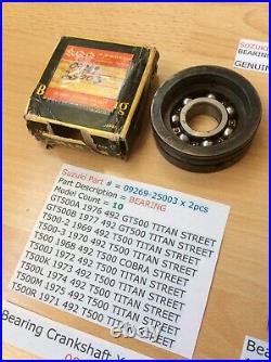 Suzuki T500 All Gt500 Nos Crankshaft Bearings 09269-25003 X 2 09296-30002 X 1