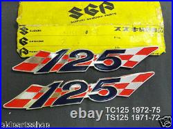 Suzuki TS125 Side Cover Badge x2 NOS TC125 OIL TANK Panel Emblem 68141-28000