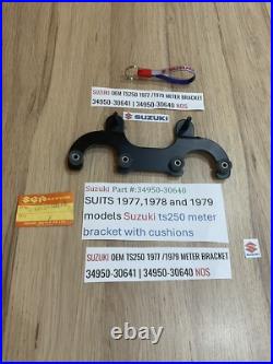 Suzuki TS250 1977 1979 NOS METER BRACKET 34950-30641 34950-30640 INC CUSHIONS