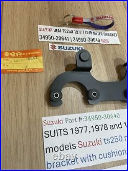Suzuki TS250 1977 1979 NOS METER BRACKET 34950-30641 34950-30640 INC CUSHIONS