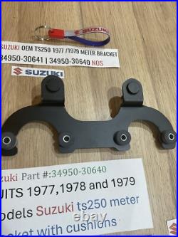 Suzuki TS250 1977 1979 NOS METER BRACKET 34950-30641 34950-30640 INC CUSHIONS