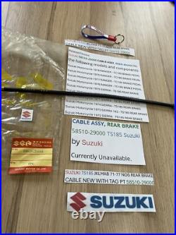 Suzuki Ts185 Jklmab 71-77 Nos Rear Brake Cable New With Tag Pt 58510-29000